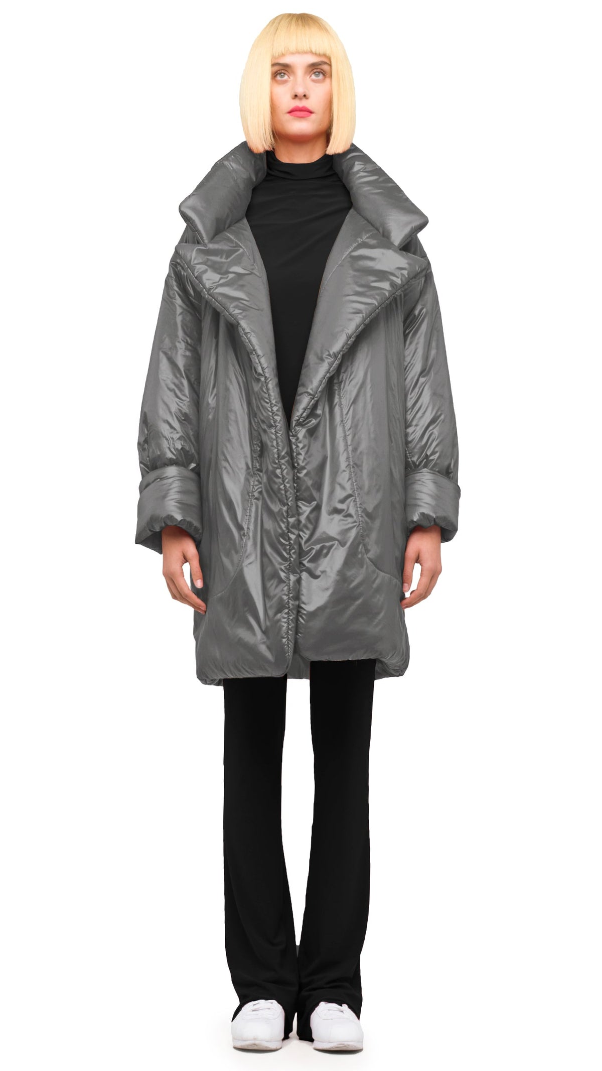 SLEEPING BAG COAT TO KNEE Grey | Norma Kamali Women