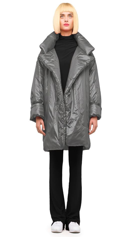 SLEEPING BAG COAT TO KNEE Grey | Norma Kamali Women