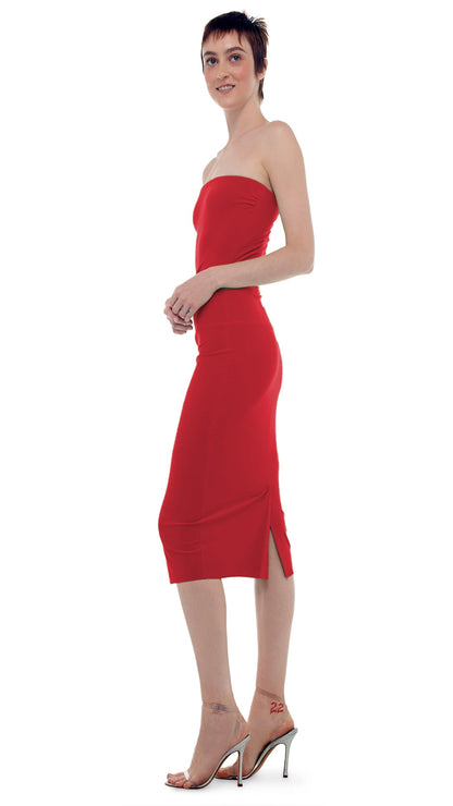 STRAPLESS DRESS TO KNEE Red | Norma Kamali Women