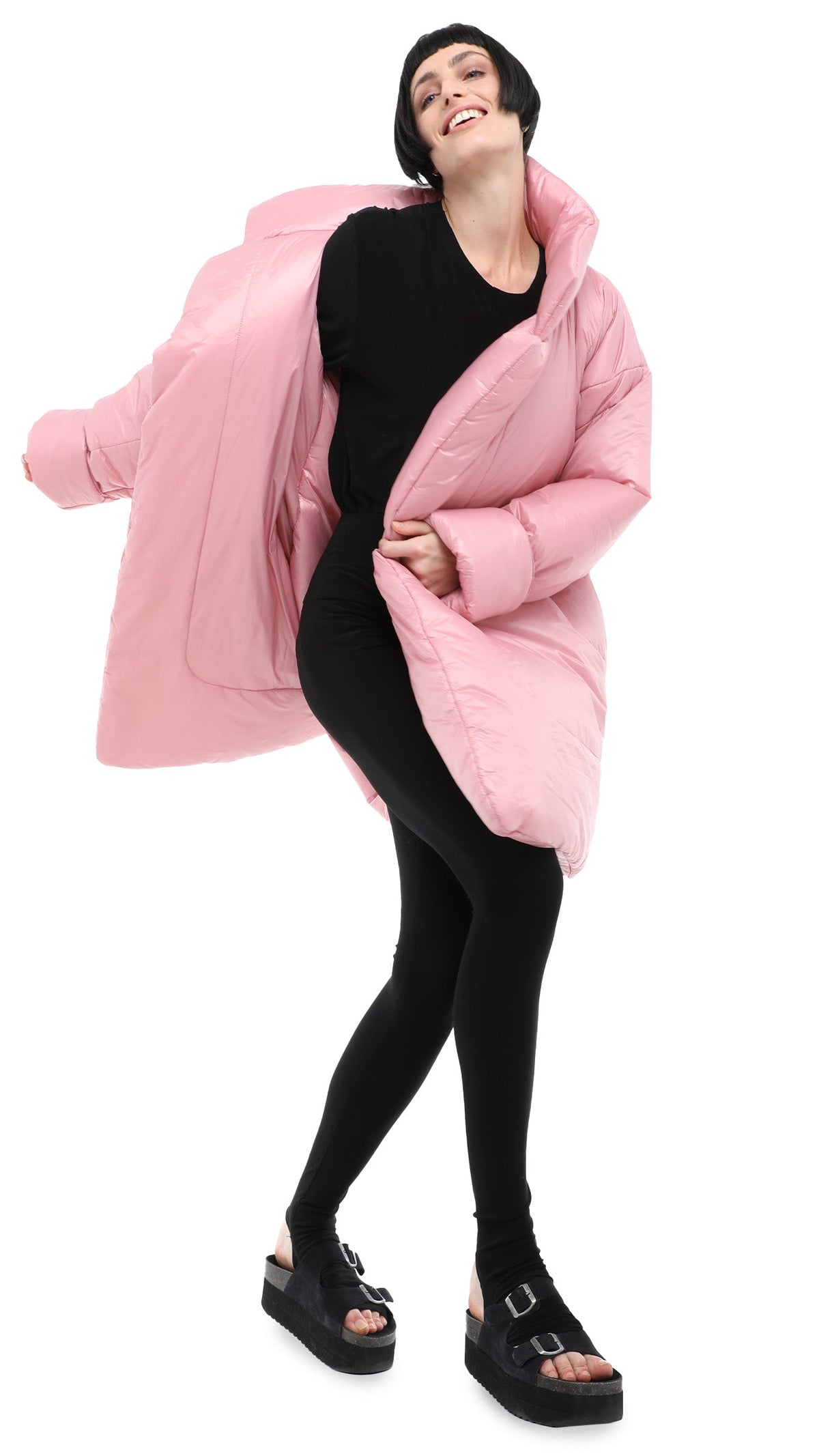 SLEEPING BAG COAT TO KNEE Dusty Pink | Norma Kamali Women