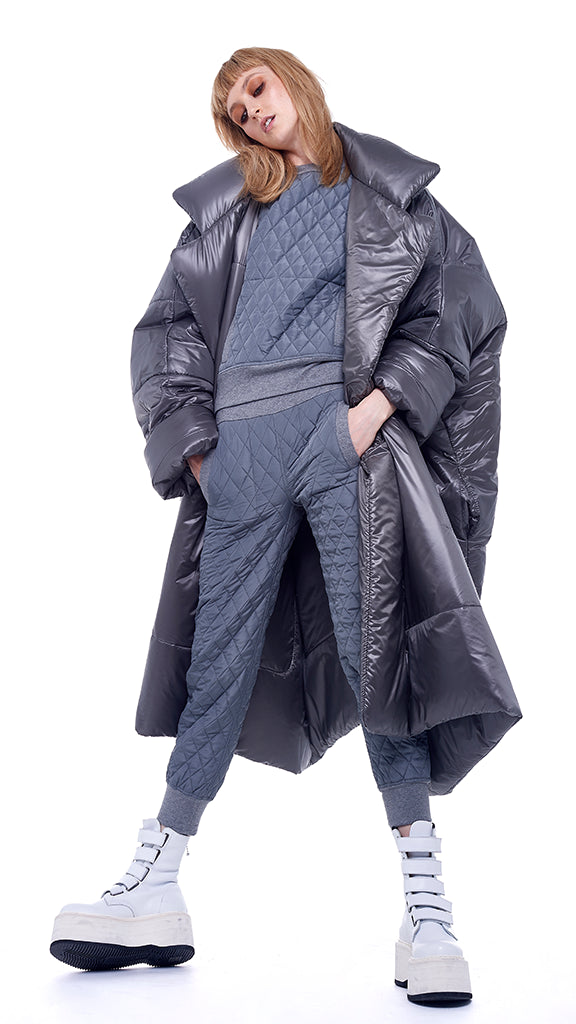 BLANKET SLEEPING BAG COAT Grey | Norma Kamali Women