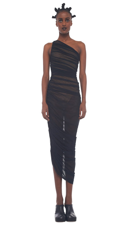 DIANA GOWN Black Mesh | Norma Kamali Women