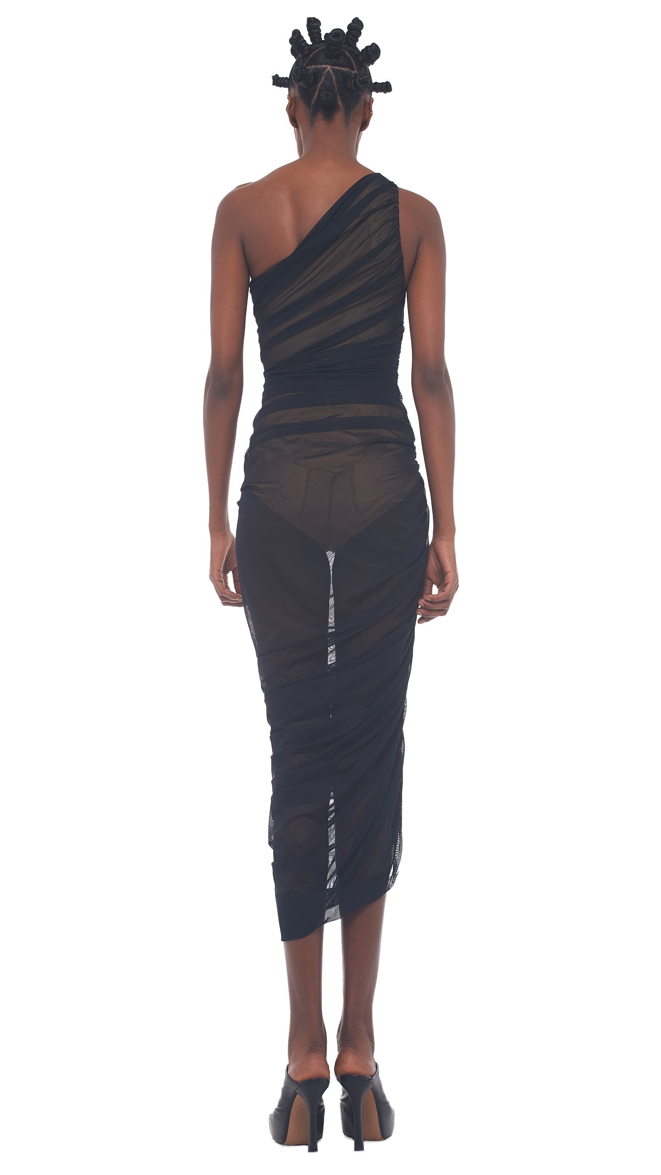 DIANA GOWN Black Mesh | Norma Kamali Women