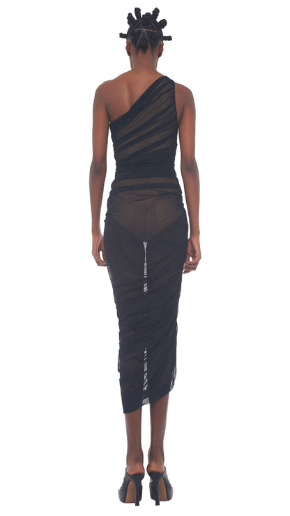 DIANA GOWN Black Mesh | Norma Kamali Women