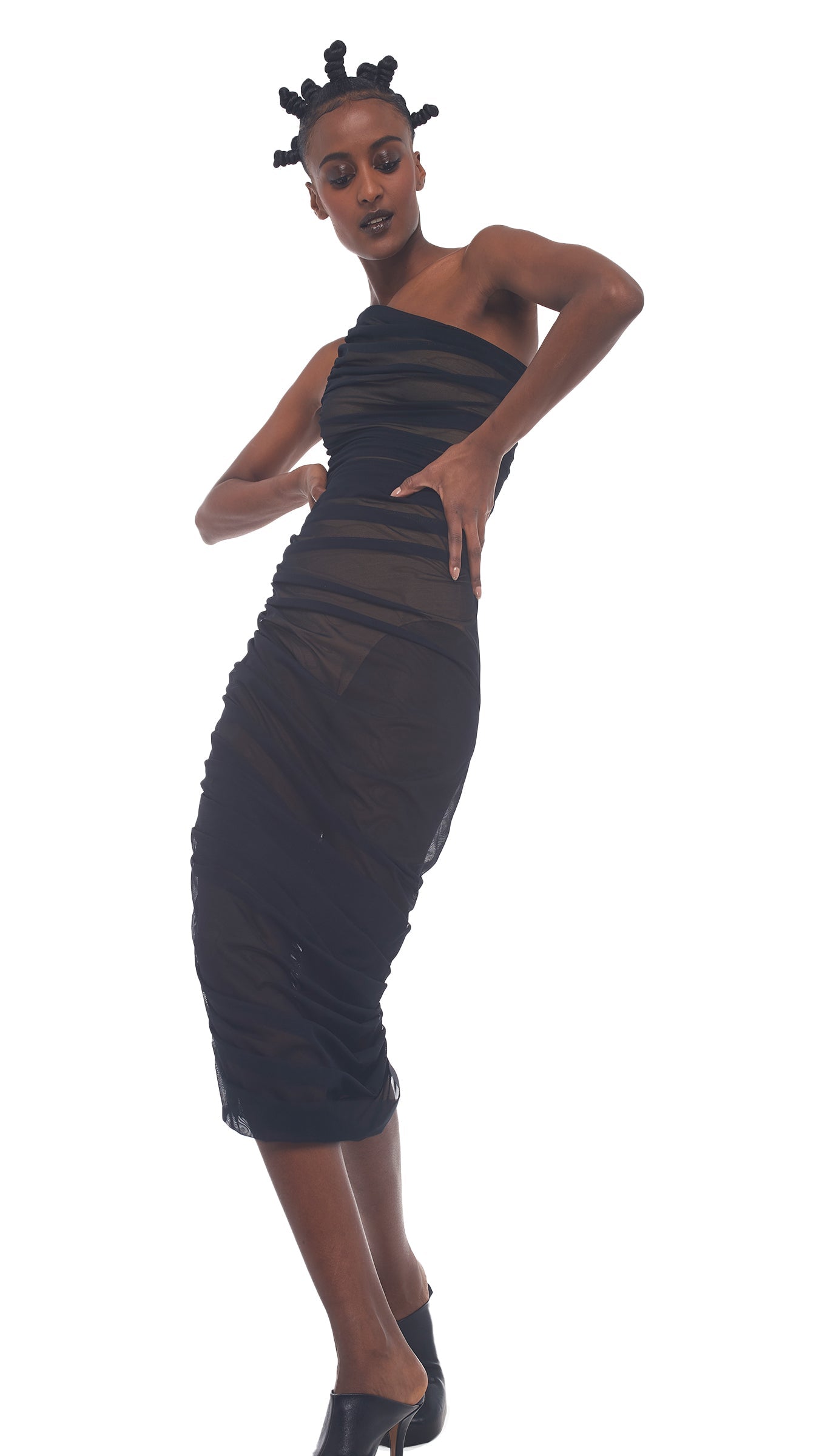 DIANA GOWN Black Mesh | Norma Kamali Women