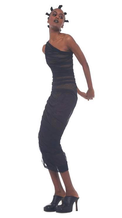 DIANA GOWN Black Mesh | Norma Kamali Women