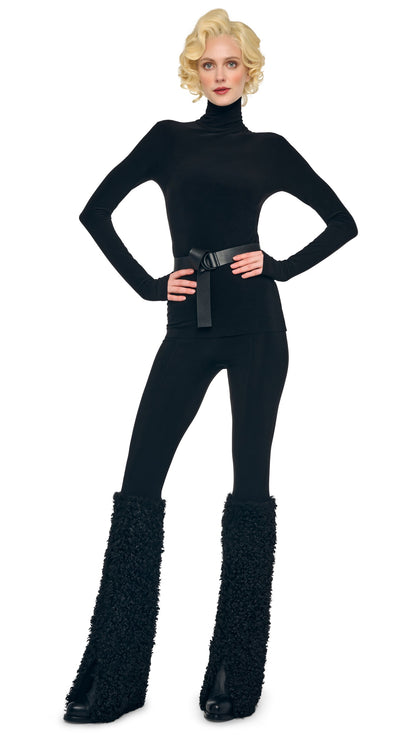 LONG SLEEVE TURTLE TOP Black | Norma Kamali Women
