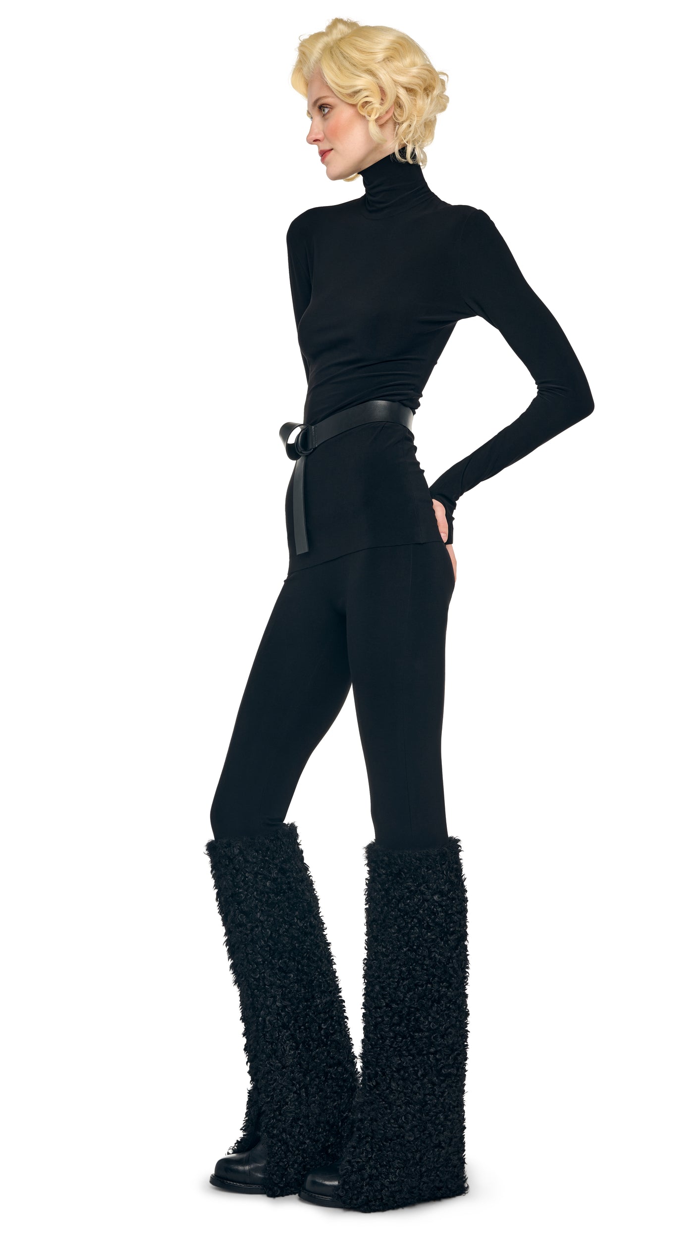 LONG SLEEVE TURTLE TOP Black | Norma Kamali Women