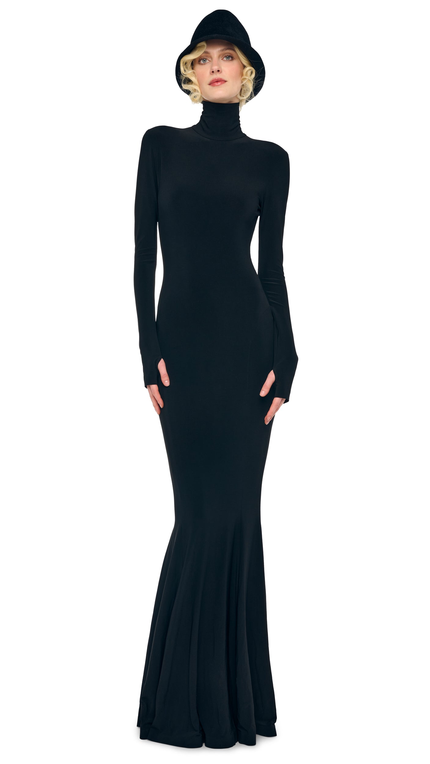 TURTLE FISHTAIL GOWN Black | Norma Kamali Women