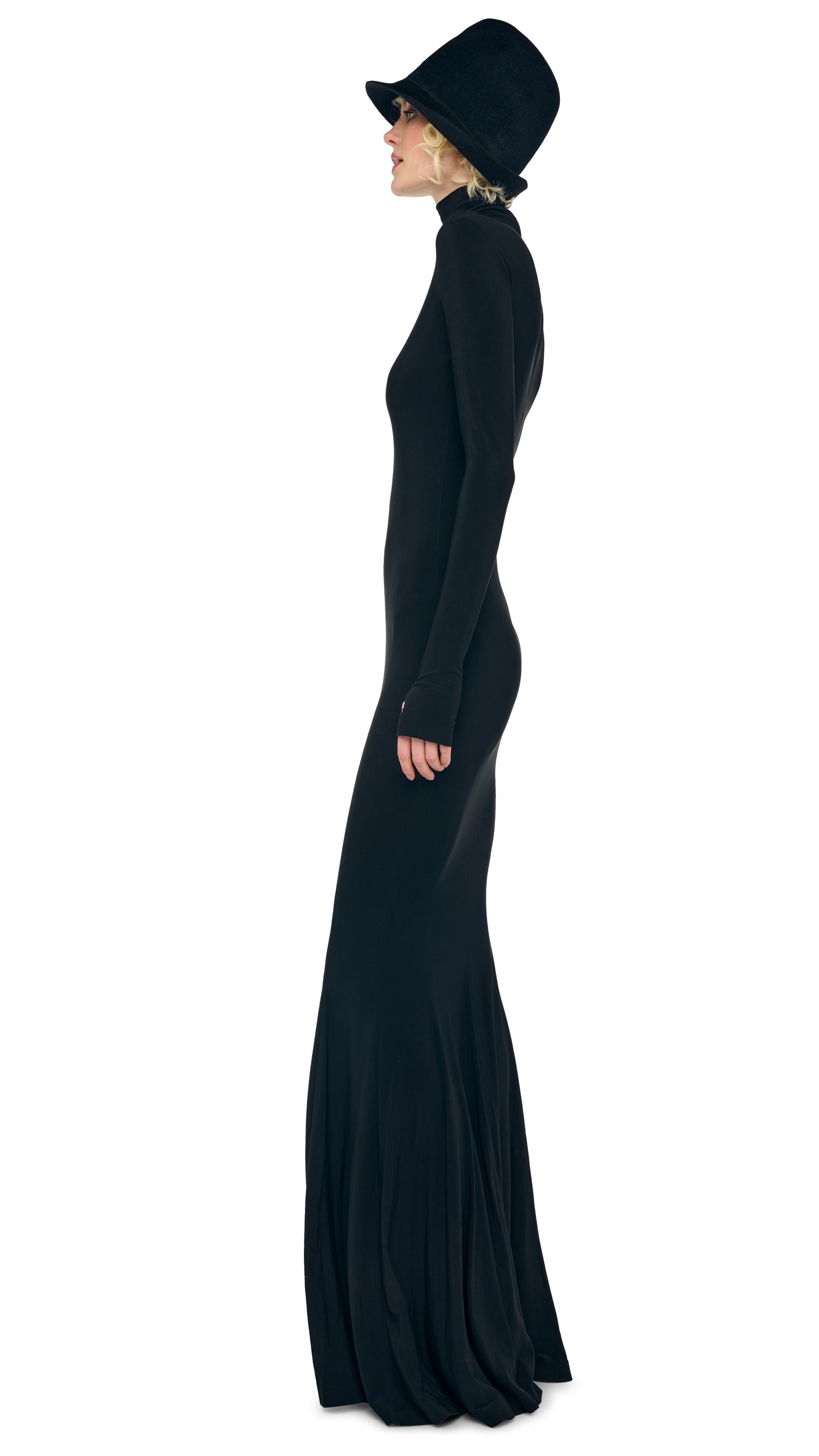 TURTLE FISHTAIL GOWN Black | Norma Kamali Women