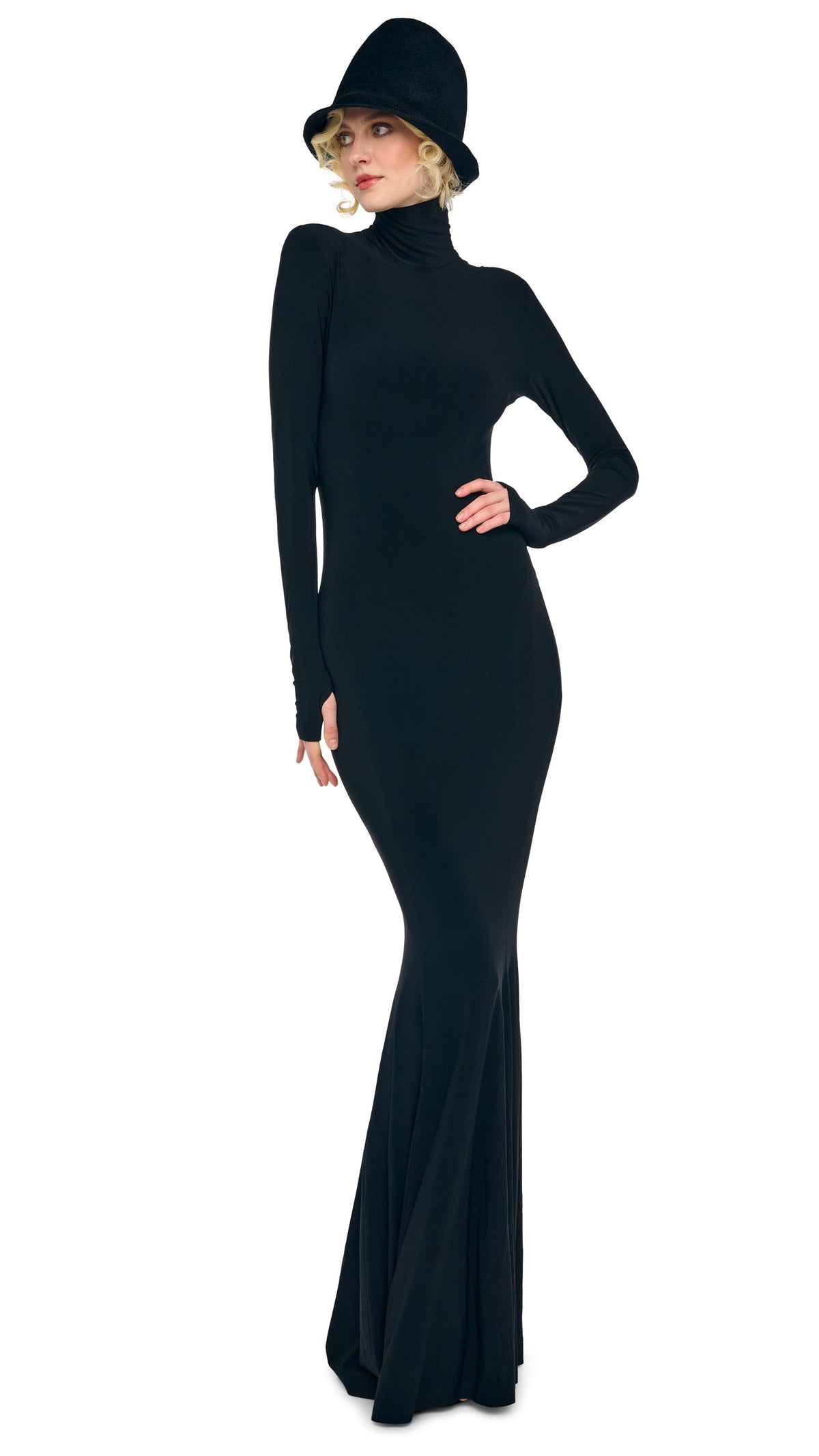 TURTLE FISHTAIL GOWN Black | Norma Kamali Women