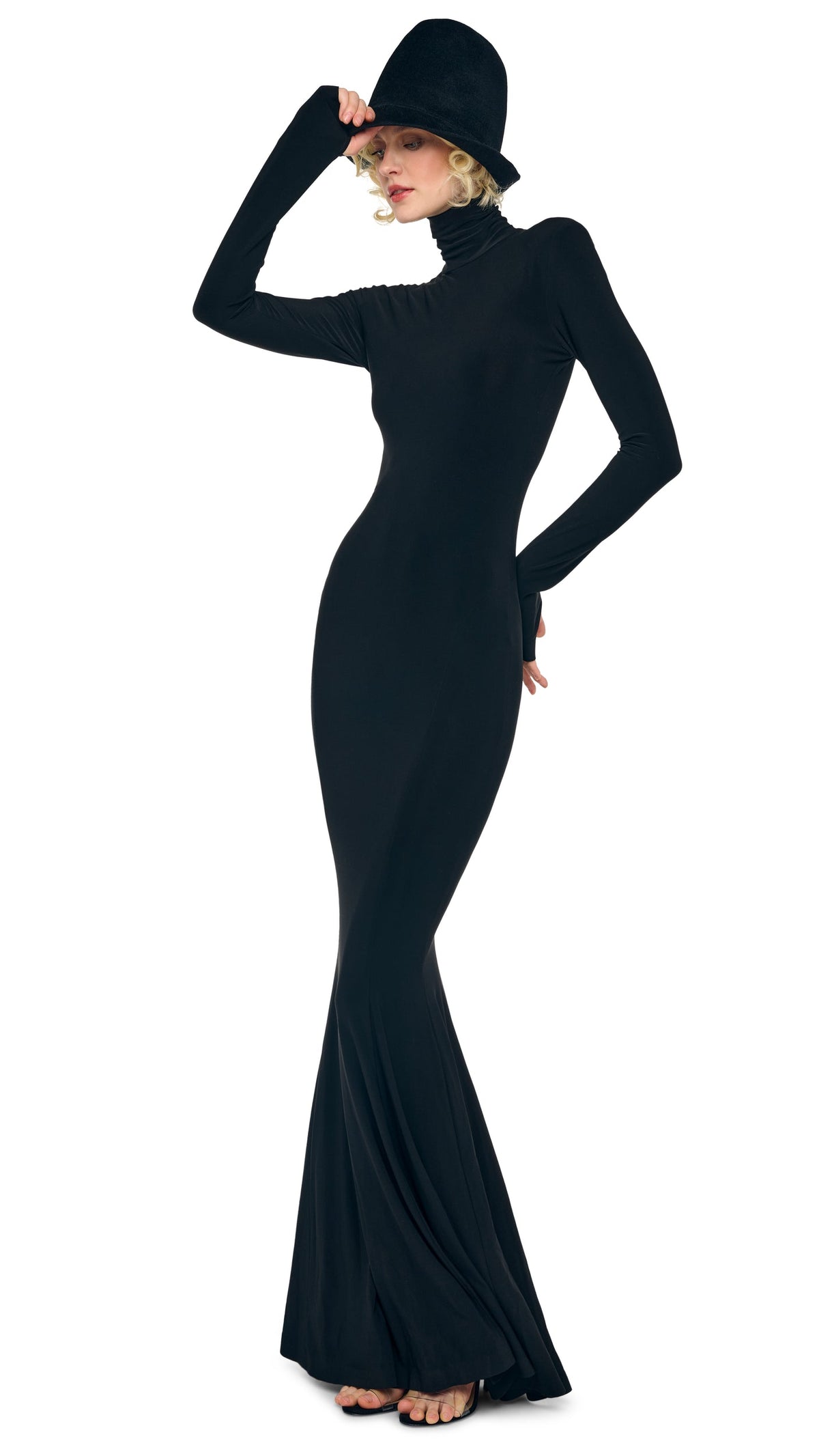 TURTLE FISHTAIL GOWN Black | Norma Kamali Women