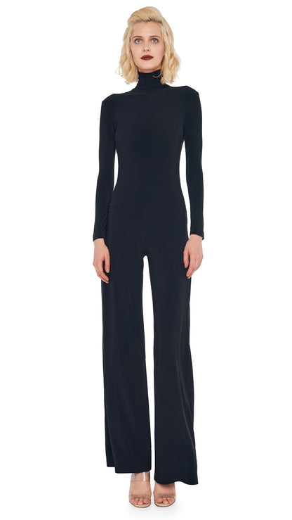 LONG SLEEVE TURTLE JUMPSUIT Black | Norma Kamali Women