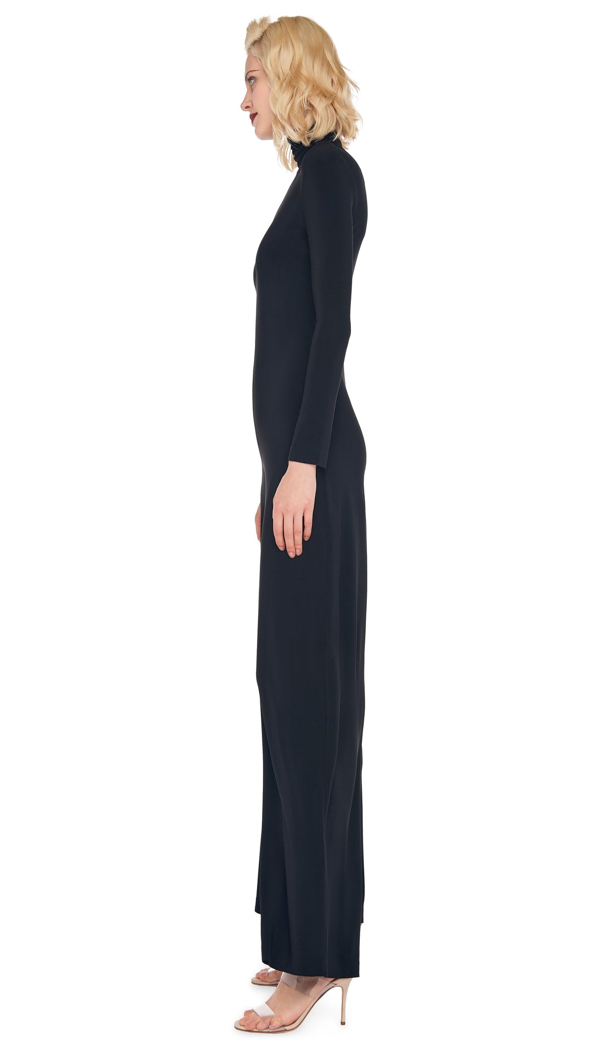 LONG SLEEVE TURTLE JUMPSUIT Black | Norma Kamali Women
