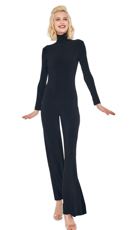 LONG SLEEVE TURTLE JUMPSUIT Black | Norma Kamali Women