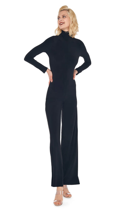 LONG SLEEVE TURTLE JUMPSUIT Black | Norma Kamali Women