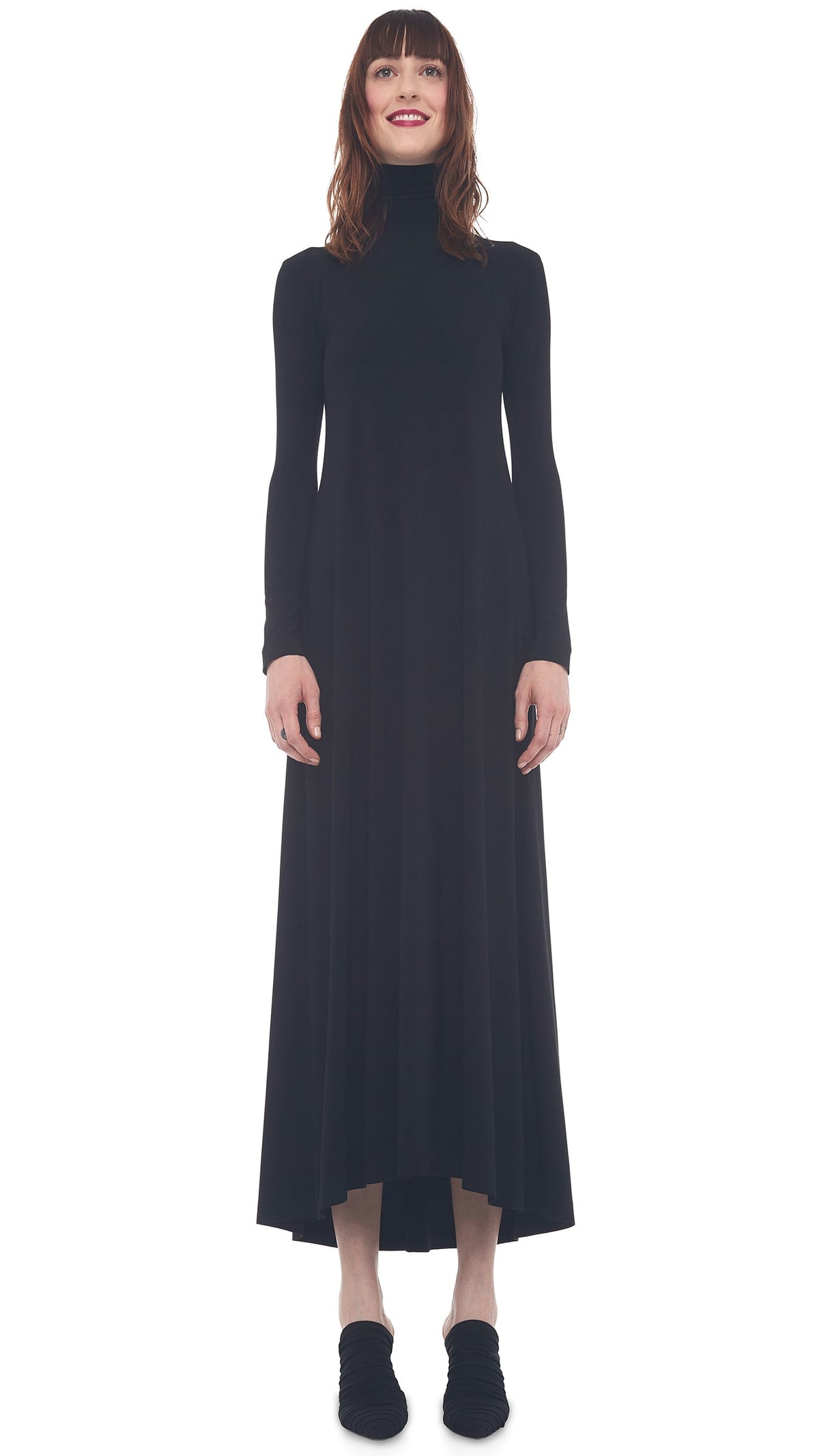 TURTLE LONG SWING DRESS Black | Norma Kamali Women