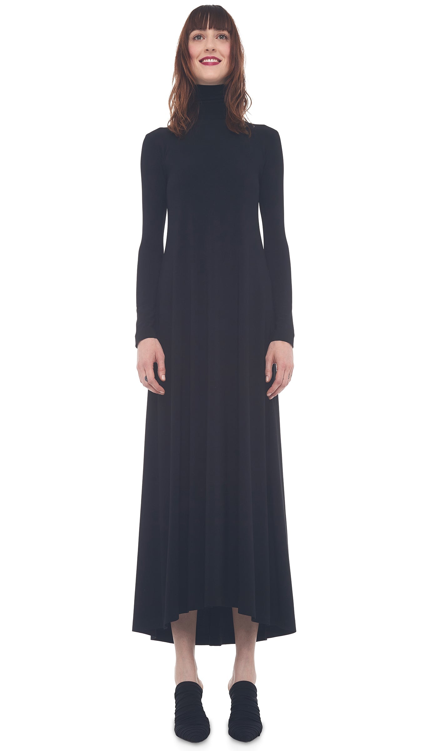 TURTLE LONG SWING DRESS Black | Norma Kamali Women