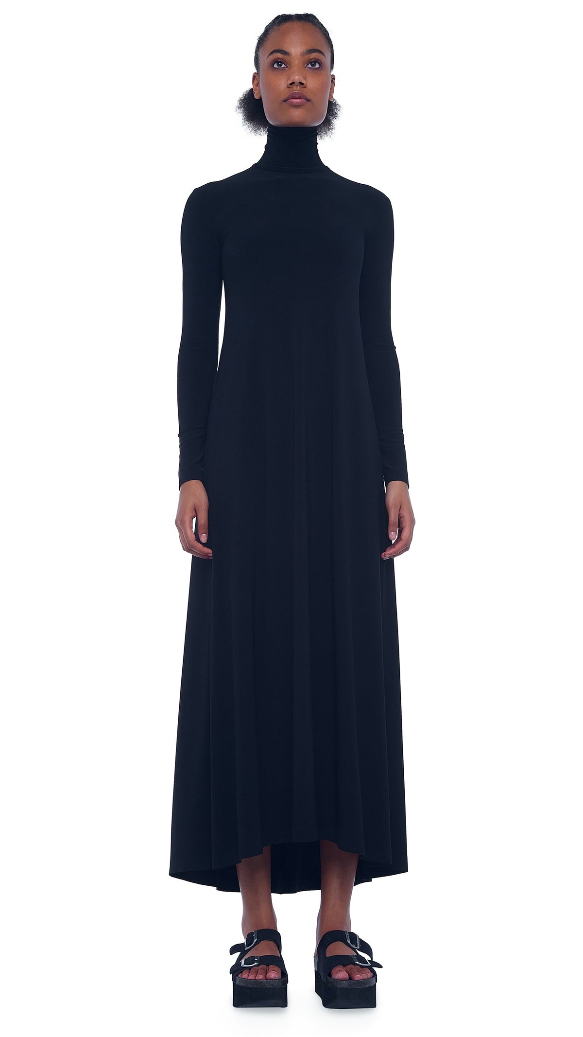 TURTLE LONG SWING DRESS Black | Norma Kamali Women