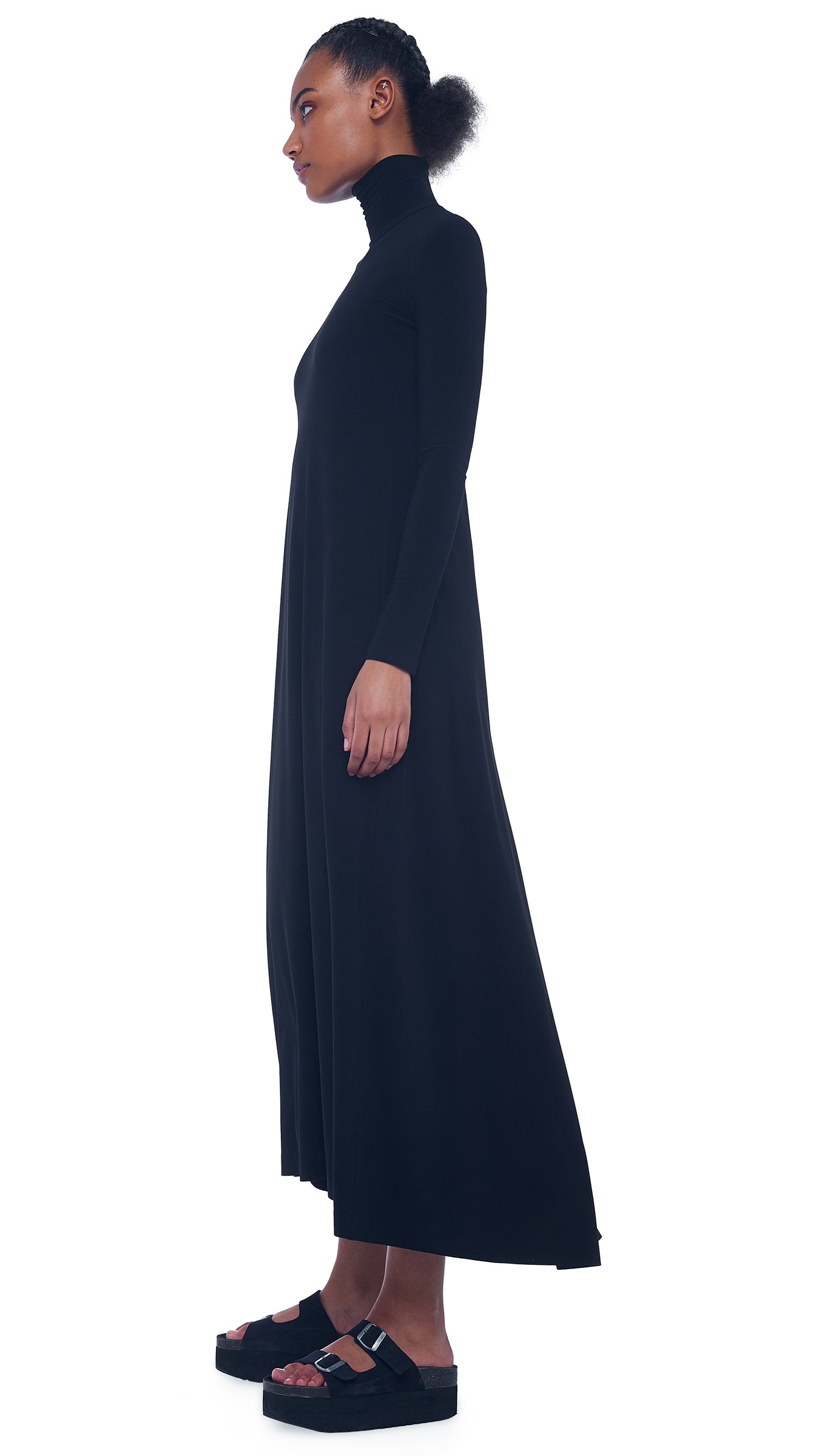 TURTLE LONG SWING DRESS Black | Norma Kamali Women