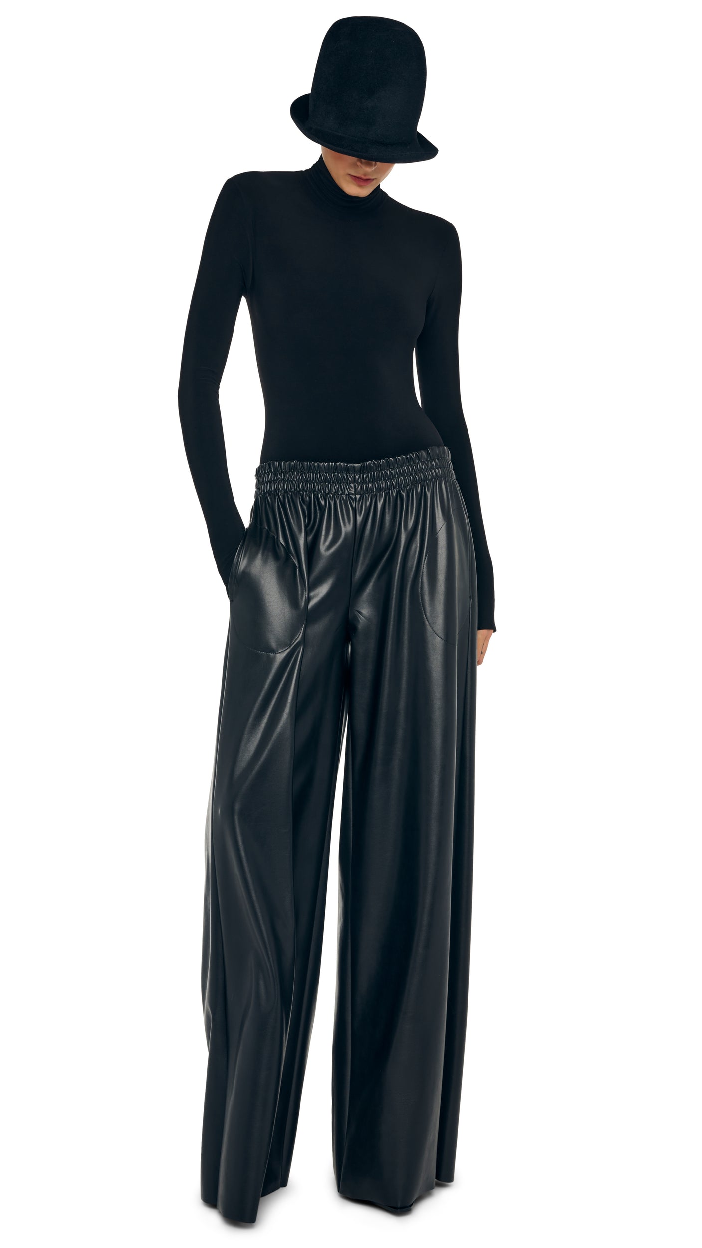 LONG SLEEVE TURTLE BODYSUIT Black | Norma Kamali Women