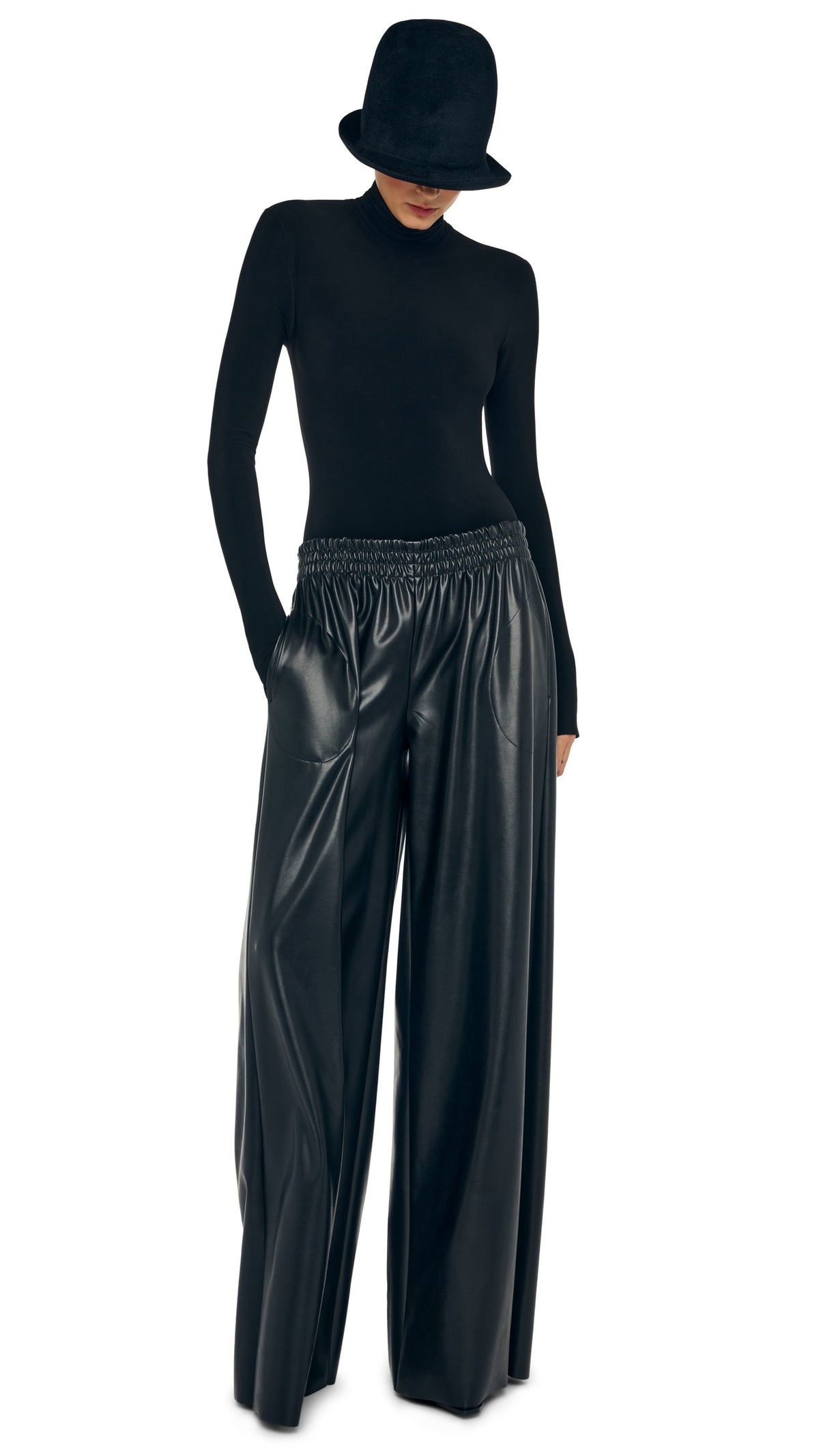 LONG SLEEVE TURTLE BODYSUIT Black | Norma Kamali Women