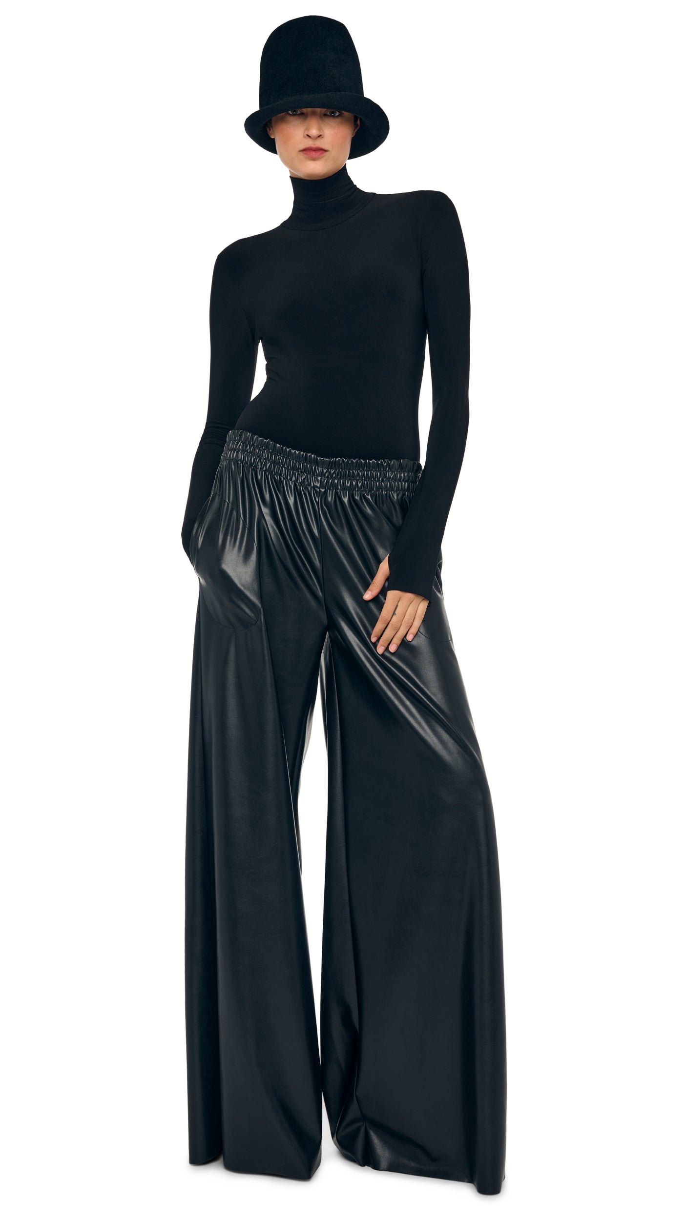 LONG SLEEVE TURTLE BODYSUIT Black | Norma Kamali Women