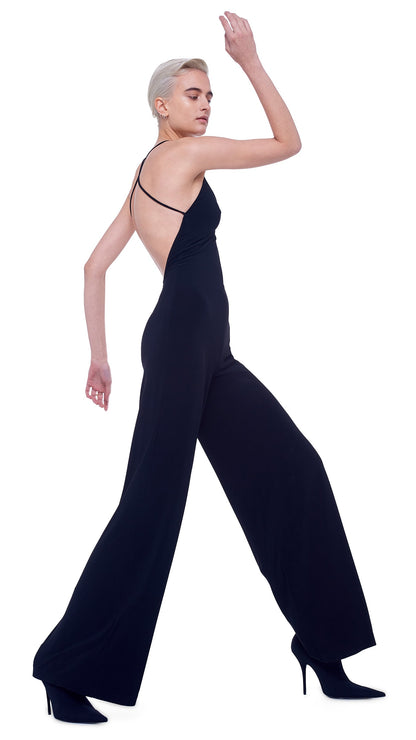 LOW BACK SLIP JUMPSUIT Black | Norma Kamali Women