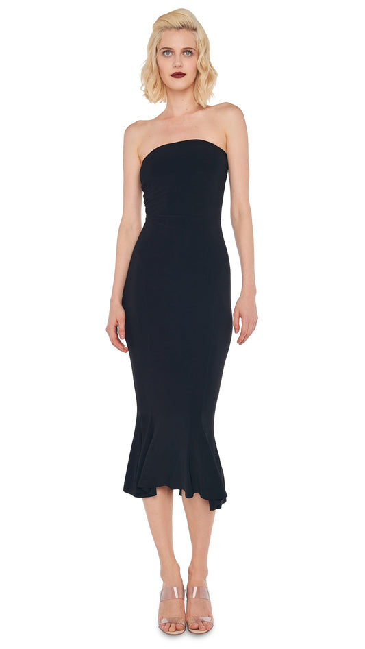 STRAPLESS FISHTAIL DRESS Black | Norma Kamali Women