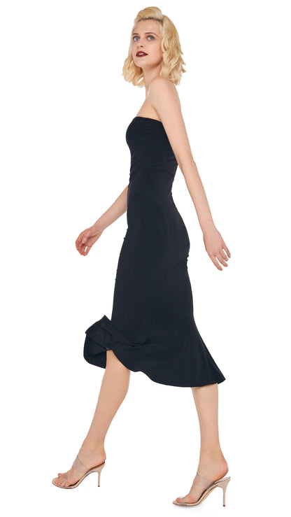 STRAPLESS FISHTAIL DRESS Black | Norma Kamali Women