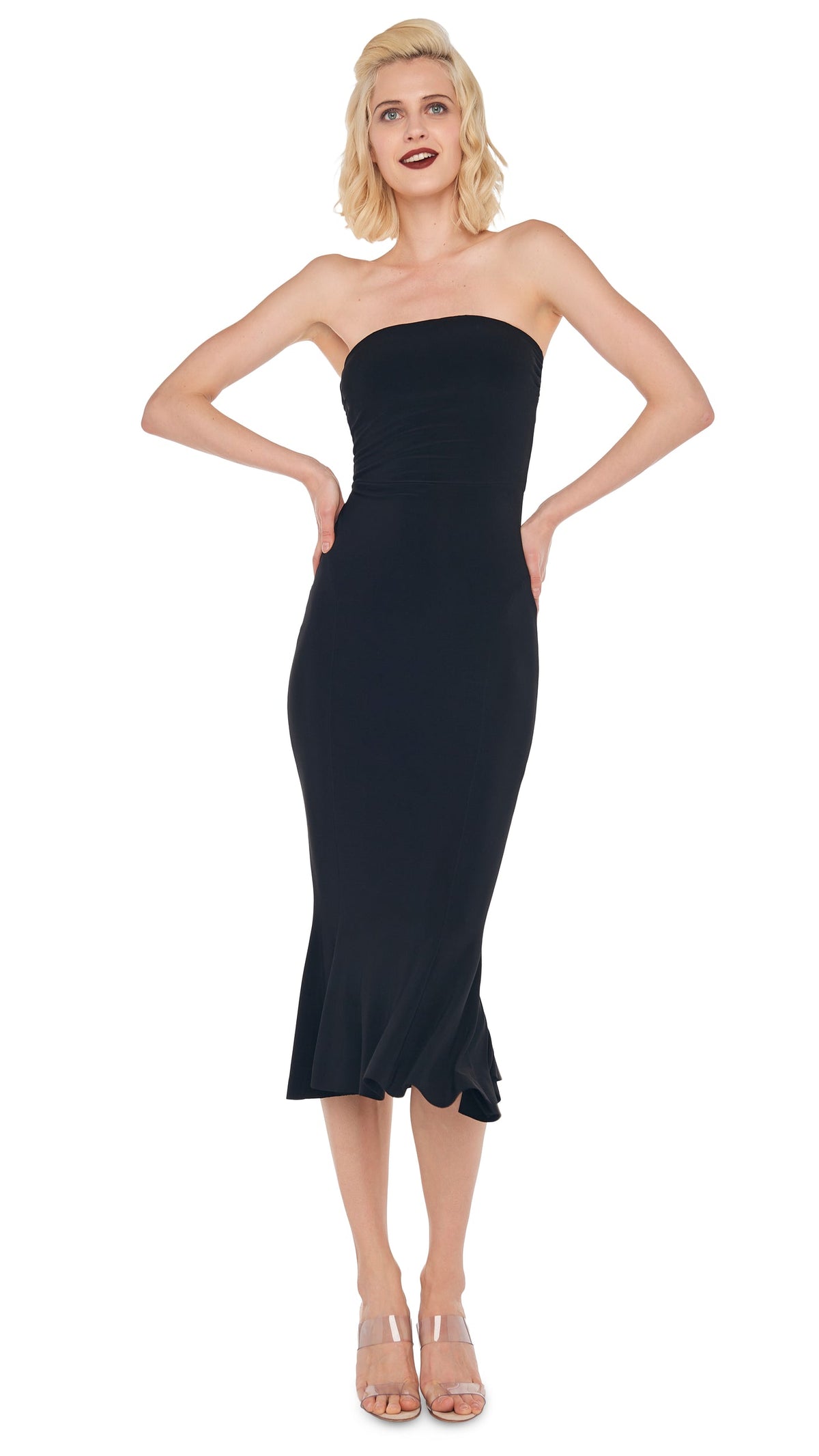 STRAPLESS FISHTAIL DRESS Black | Norma Kamali Women