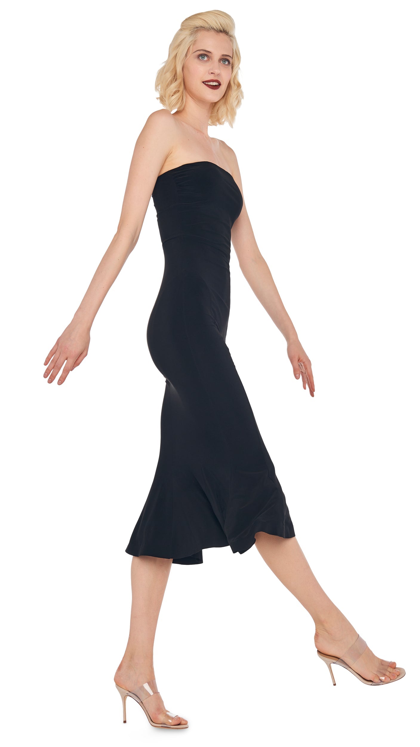STRAPLESS FISHTAIL DRESS Black | Norma Kamali Women