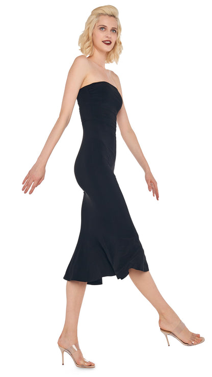 STRAPLESS FISHTAIL DRESS Black | Norma Kamali Women