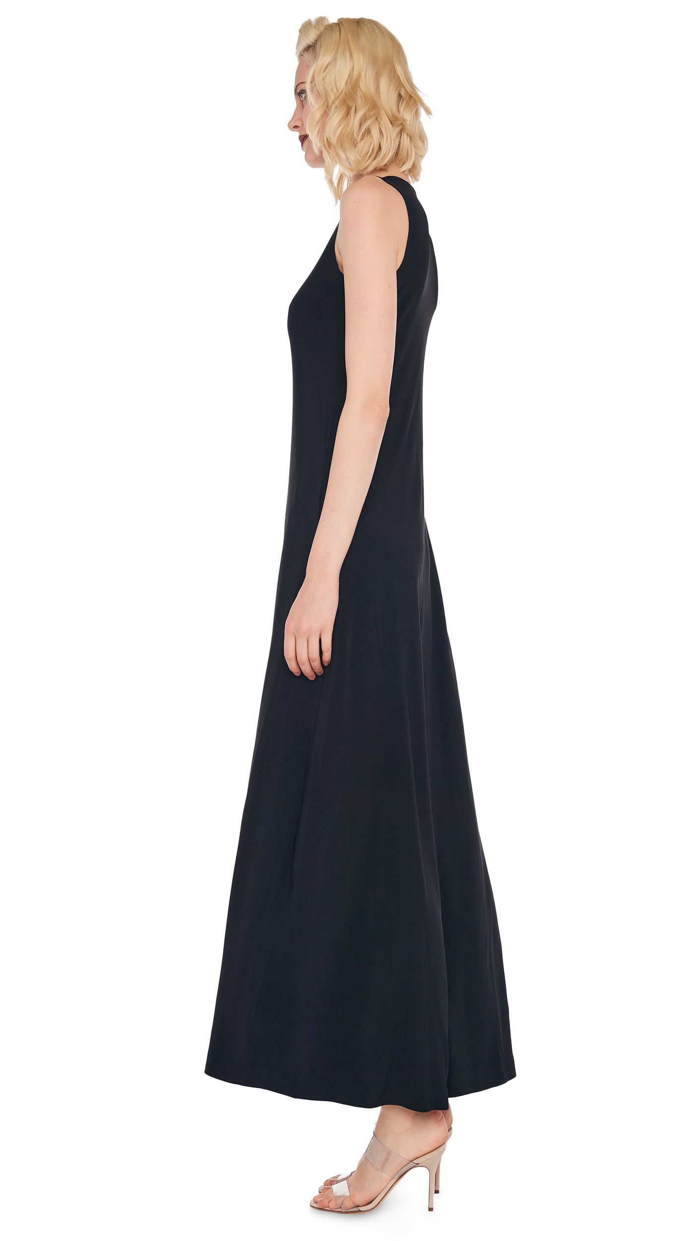 SLEEVELESS LONG SWING DRESS Black | Norma Kamali Women