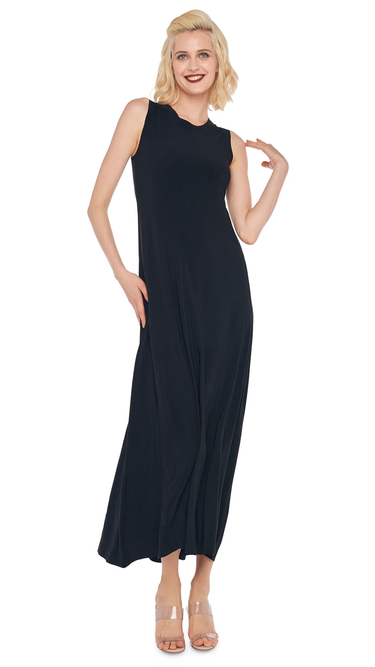 SLEEVELESS LONG SWING DRESS Black | Norma Kamali Women