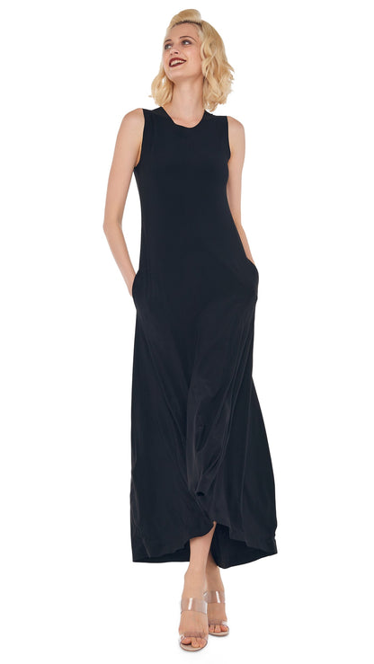 SLEEVELESS LONG SWING DRESS Black | Norma Kamali Women