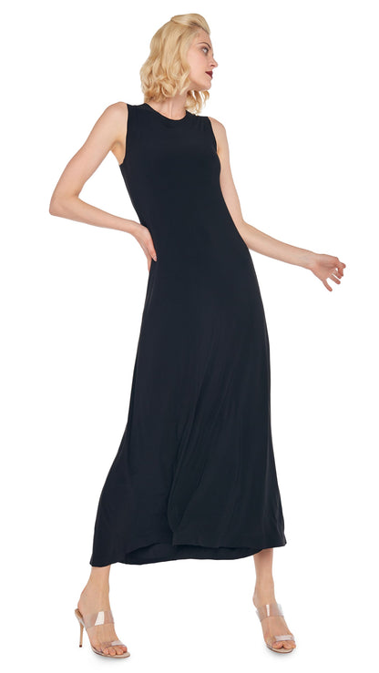 SLEEVELESS LONG SWING DRESS Black | Norma Kamali Women