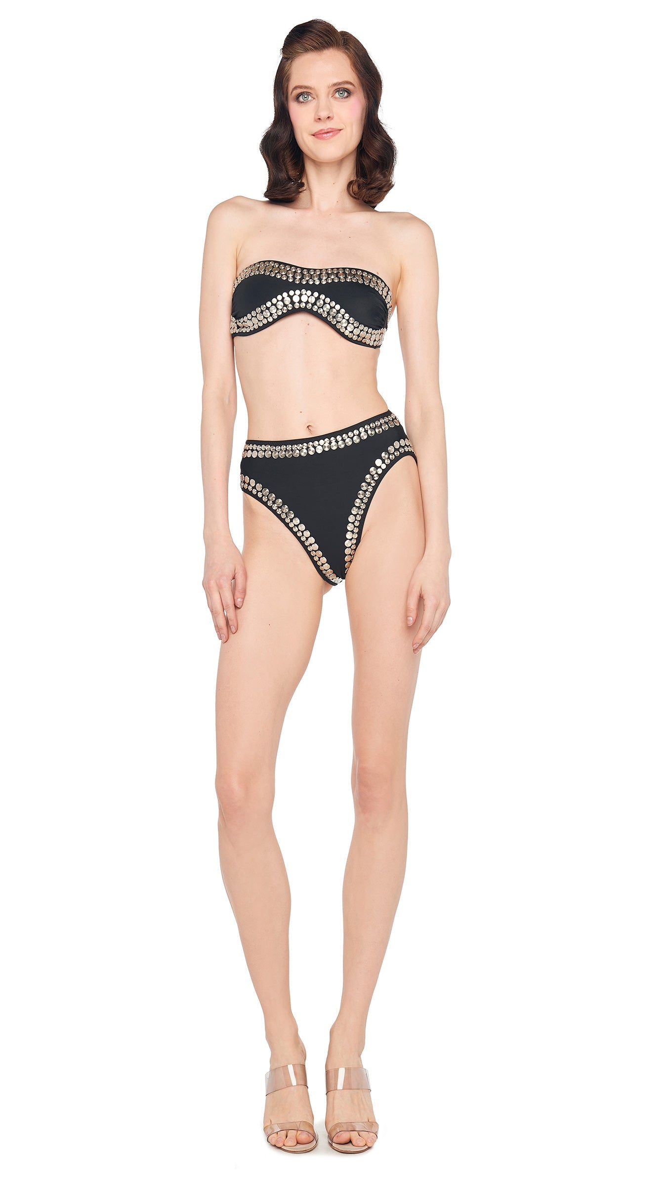 ALL OVER STUD SUNGLASS BRA Black | Norma Kamali Women