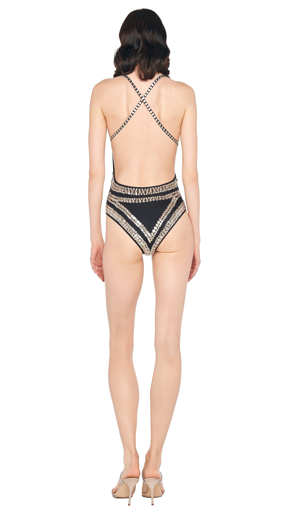 ALL OVER STUD SLIP MIO Black | Norma Kamali Women