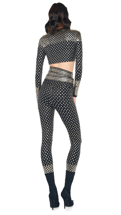 STUD CREWNECK CROPPED TOP Black | Norma Kamali Women