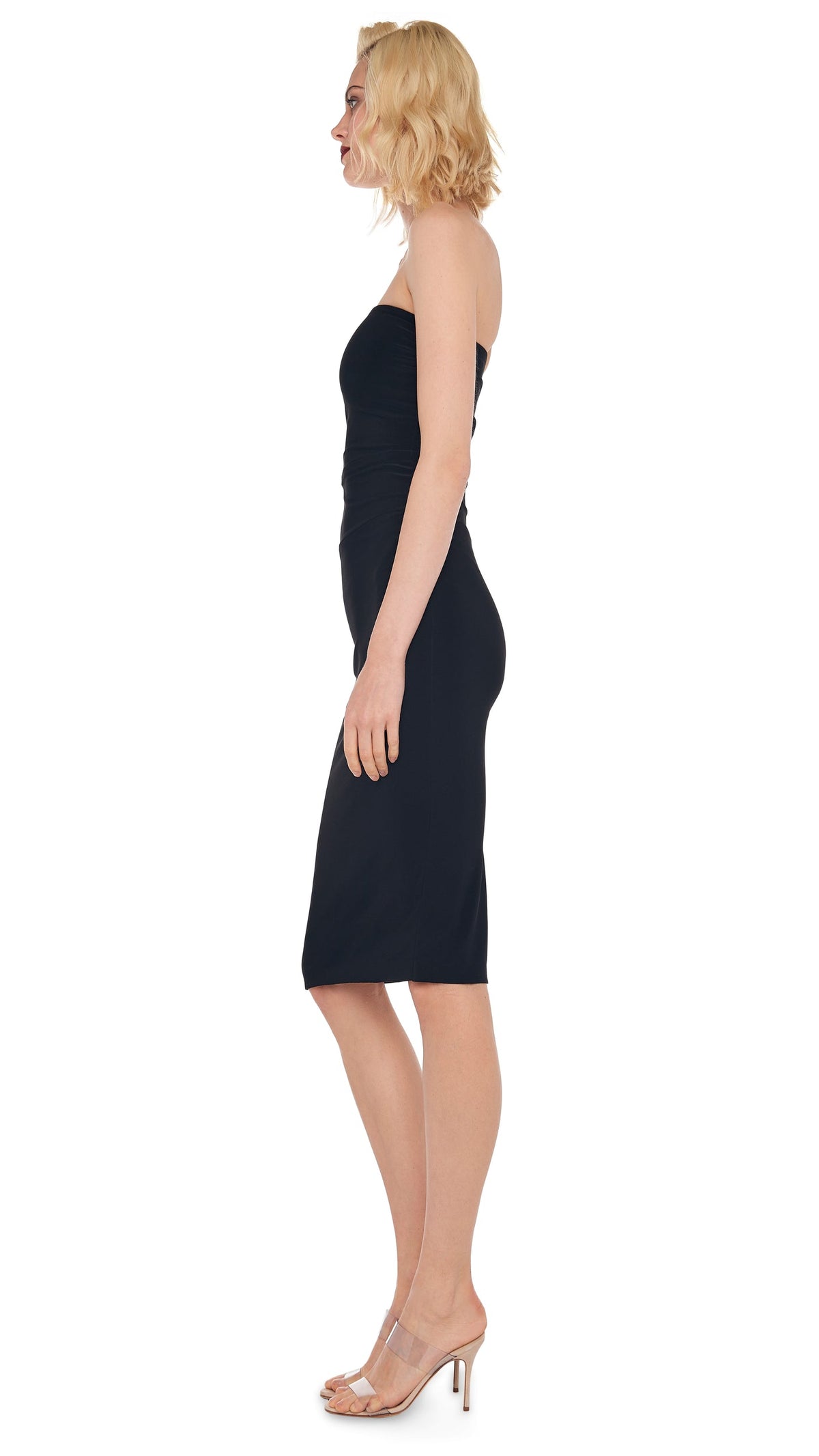 STRAPLESS DRESS TO KNEE Black | Norma Kamali Women