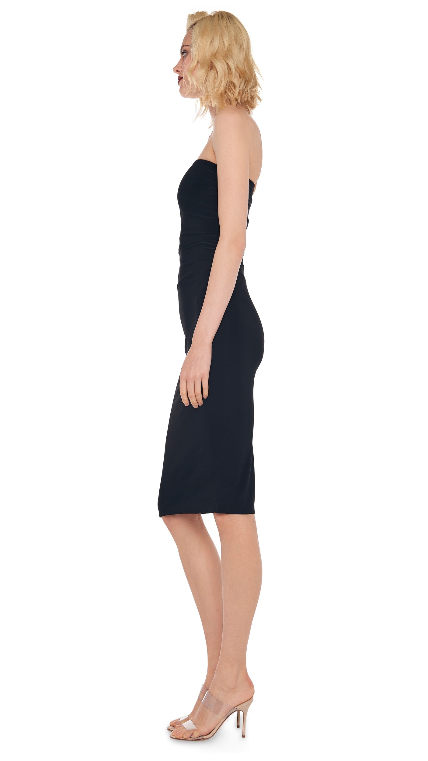 STRAPLESS DRESS TO KNEE Black | Norma Kamali Women