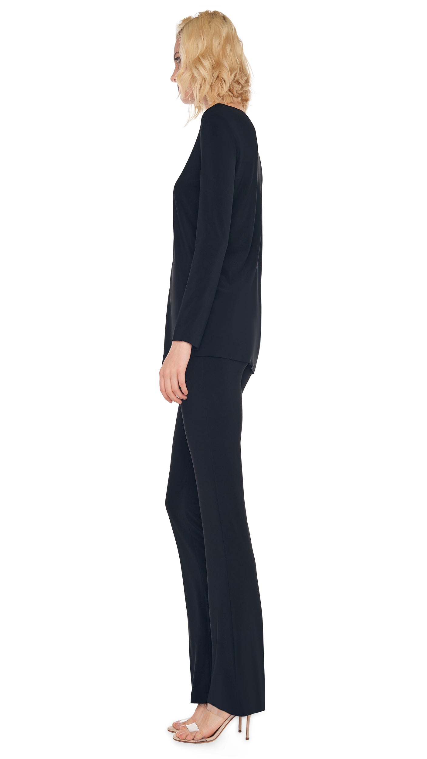 LONG SLEEVE CREW TOP Black | Norma Kamali Women
