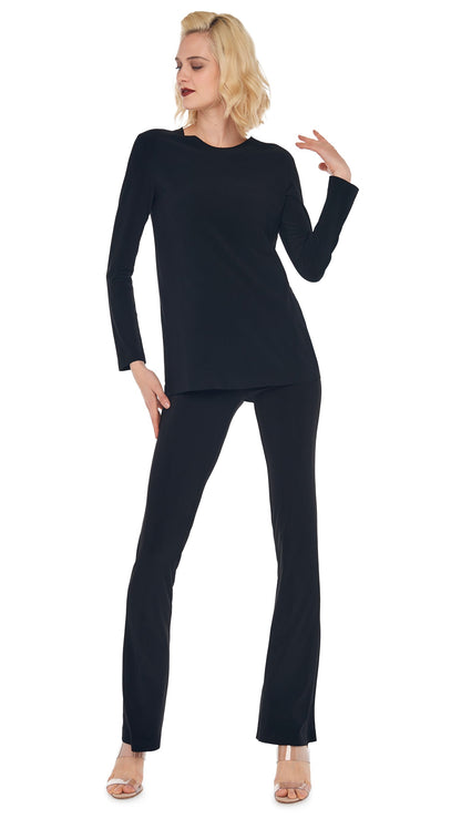 LONG SLEEVE CREW TOP Black | Norma Kamali Women