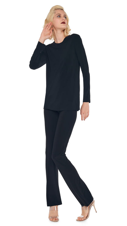 LONG SLEEVE CREW TOP Black | Norma Kamali Women