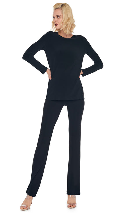 LONG SLEEVE CREW TOP Black | Norma Kamali Women