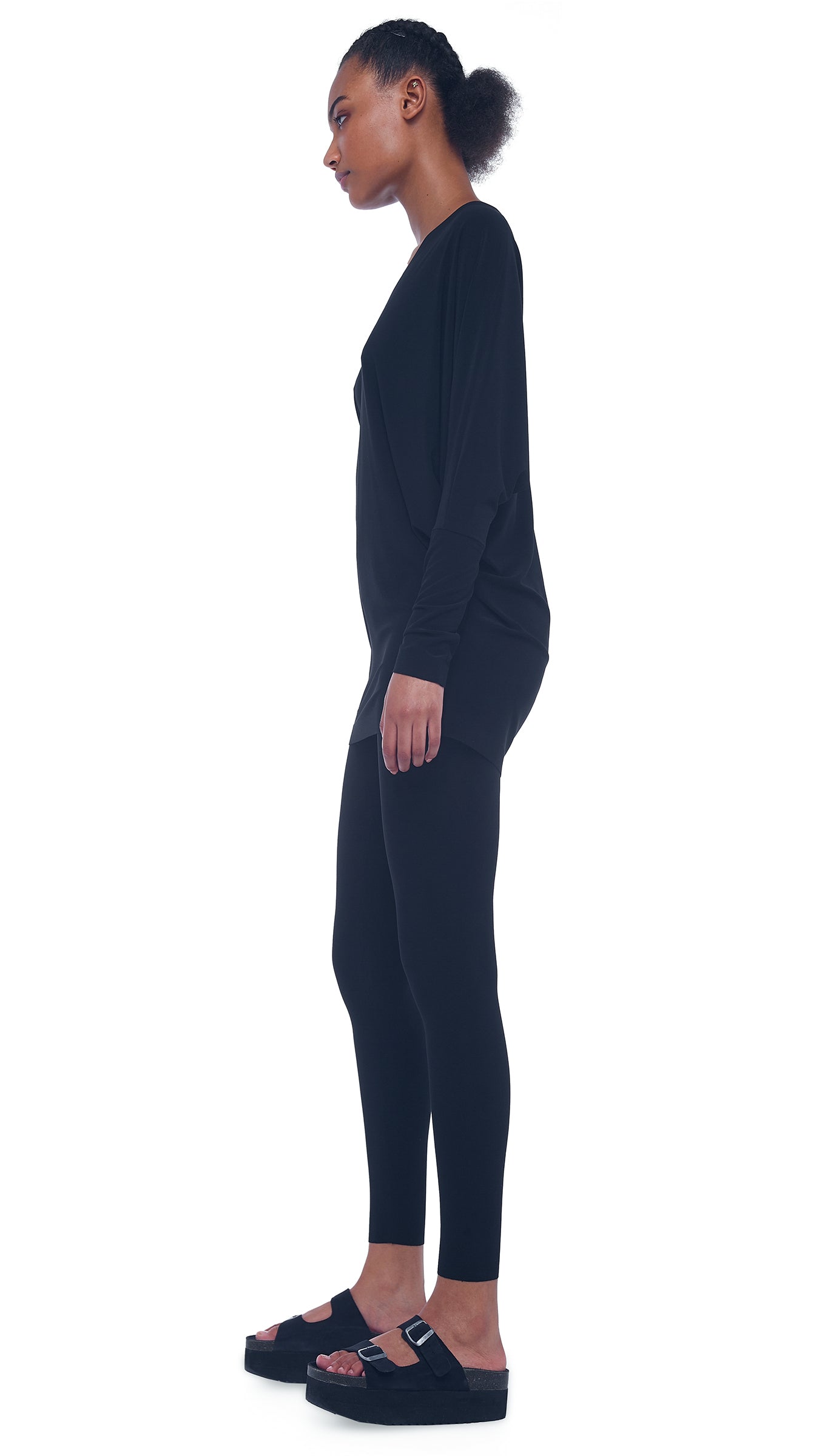 V NECK DOLMAN TOP Black | Norma Kamali Women