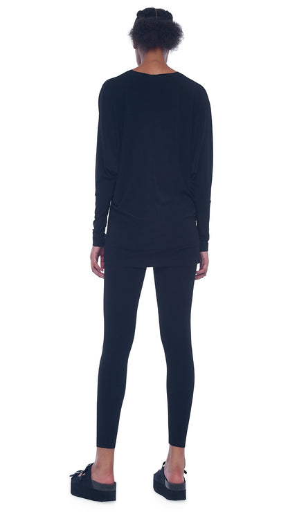 V NECK DOLMAN TOP Black | Norma Kamali Women