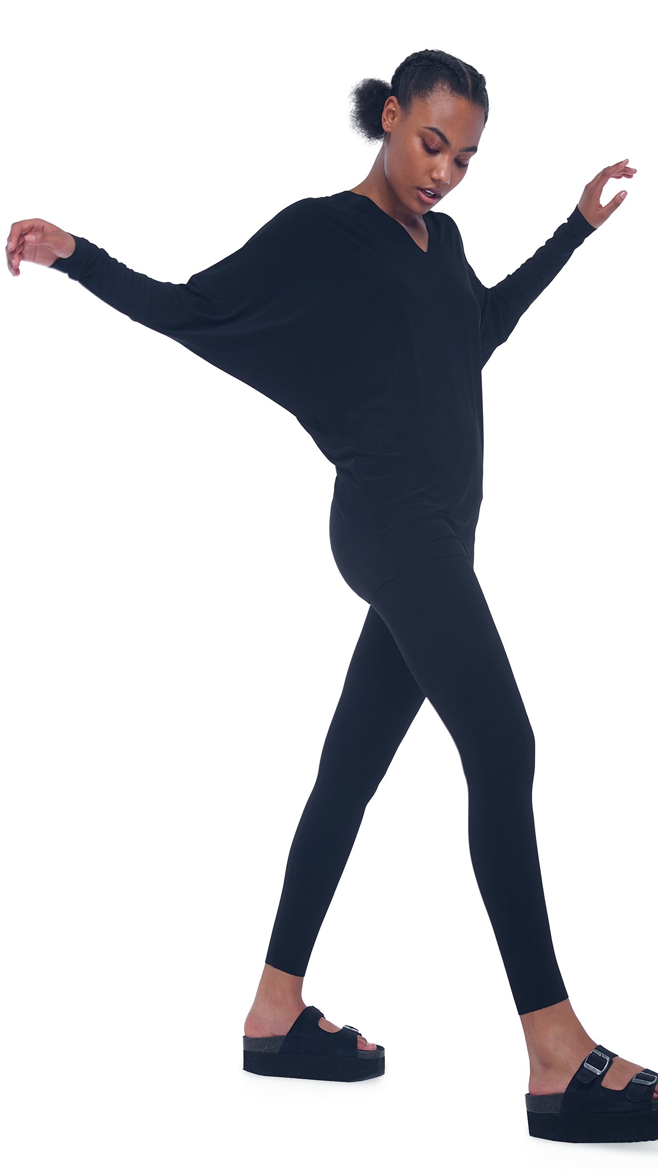 V NECK DOLMAN TOP Black | Norma Kamali Women