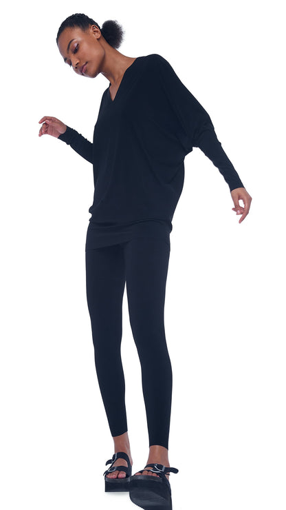 V NECK DOLMAN TOP Black | Norma Kamali Women